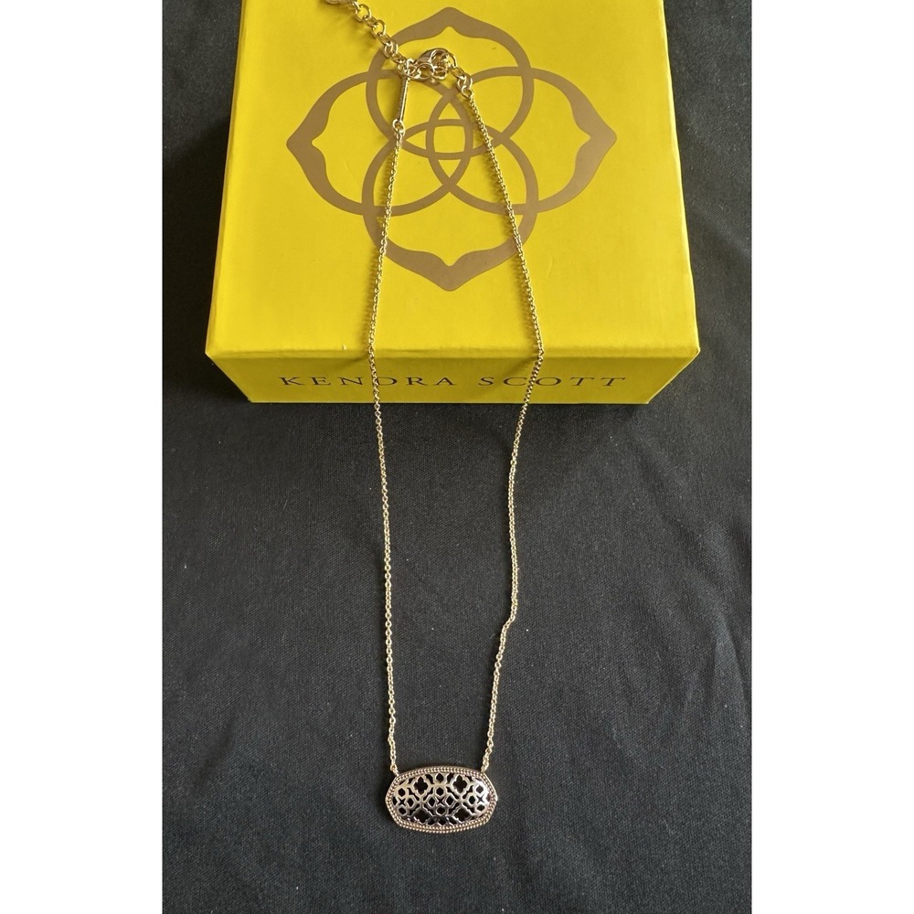 Kendra Scott Dollie Pendant Necklace Silver Filigree Gold Tone